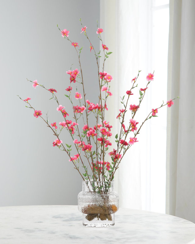Cherry Blossom 25" Faux Floral Arrangement in Glass Container